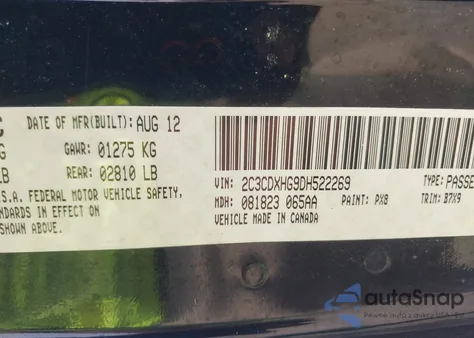 2013 Dodge Charger Sxt z USA, uszkodzony, nr VIN 2C3CDXHG9DH522269